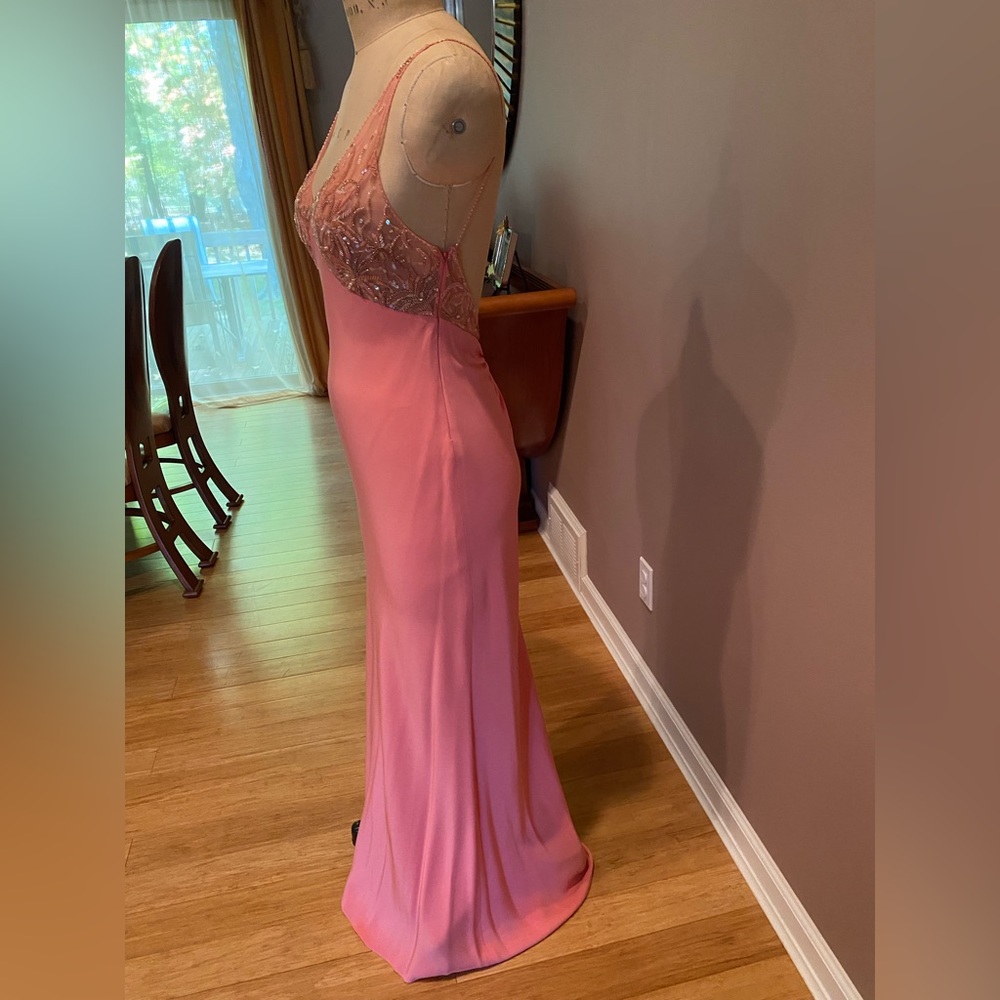 Adrianna Papell Peach Color of the Season Embellished Spaghetti Dress Size6 $99 - Picture 4 of 7